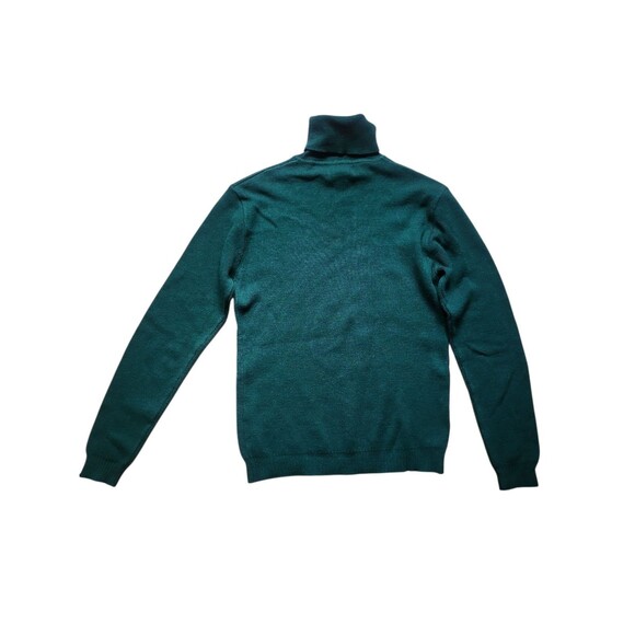 Vintage Marshall Fields Turtleneck Mens M Forest Green 70s Slim Minimalist Prep - Picture 4 of 6